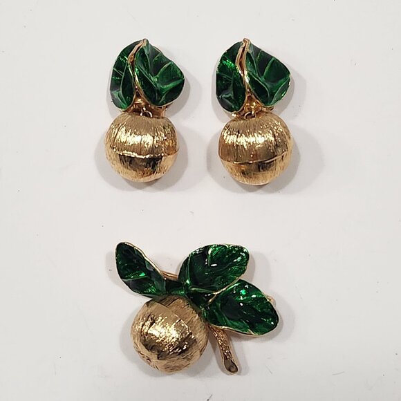 Rare Set Christian Dior Henkel & Grosse Guilloche Enamel Clip Earrings & Brooch - Picture 1 of 12